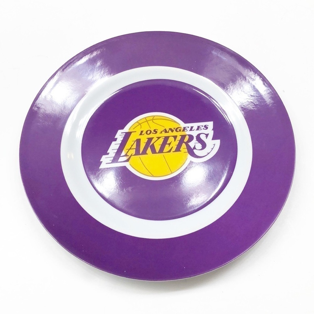Los Angeles Lakers purple and gold plastic plate